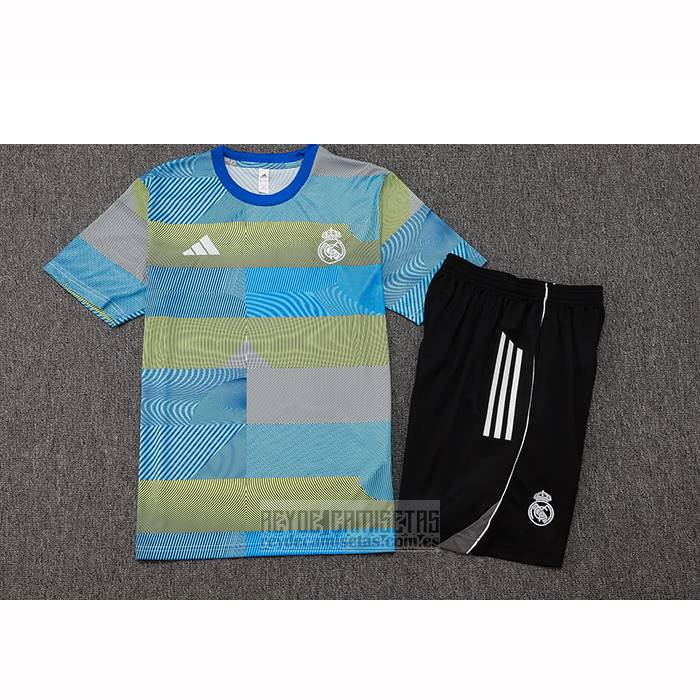 Chandal del Real Madrid Manga Corta 2025-2026 Azul Verde - Pantalon Corto